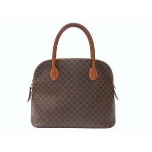 Celine Macadam handbag logo brown leather